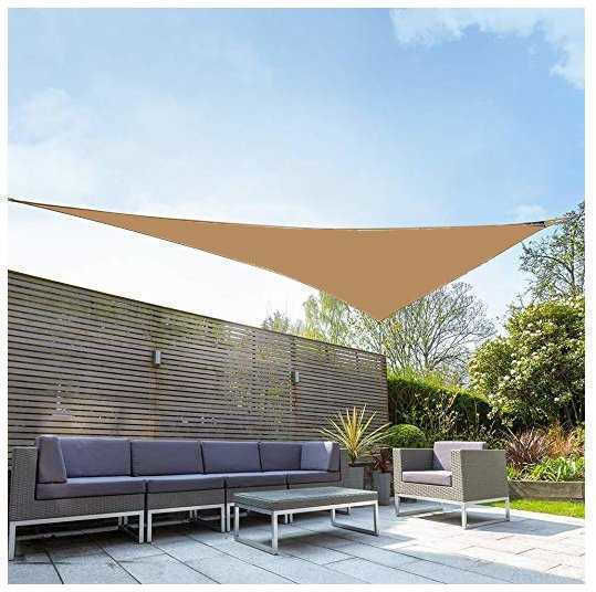 Showood Dreieck Sonnensegel Braun 4.2x4.2x6m 230gr/m²