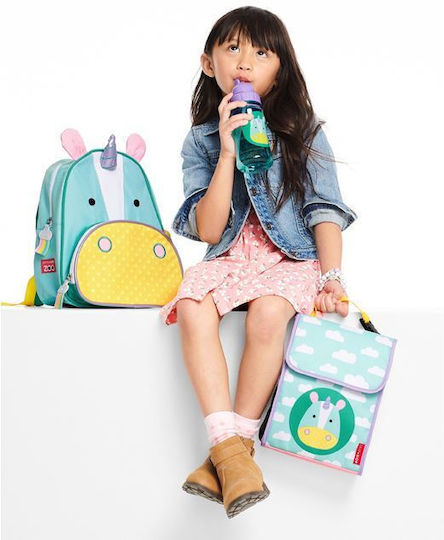 Skip Hop Unicorn Kids Water Bottle Unicorn Plastic with Straw Light Blue 384.5ml