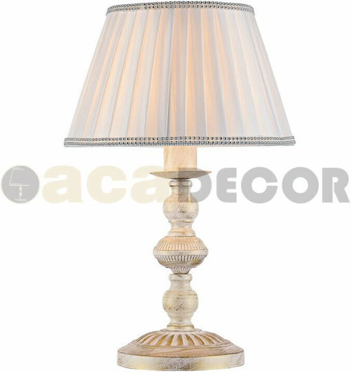 Aca Dijon Metal Table Lamp for Socket E27 with White Shade and Base