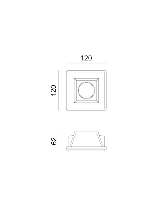 Aca Zoe Square Plaster Recessed Spot with Socket GU10 White 12x12cm. 1pcs
