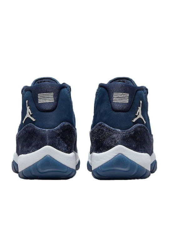 Air  11 Retro Sneakers Midnight Navy / Metallic Silver / White