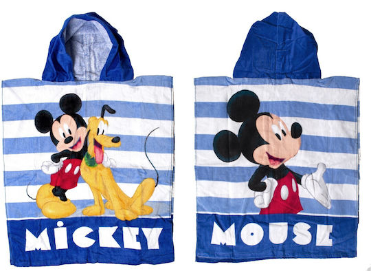Dimcol Παιδικό Πόντσο Θαλάσσης Mickey Γαλάζιο 115 x 50εκ.