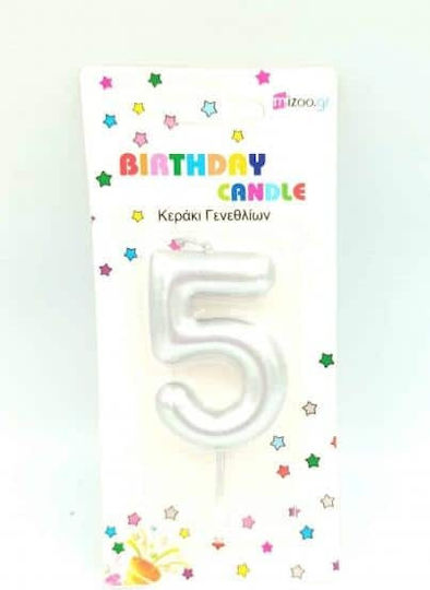 Birthday Candle Number "5" in Silver Color 20375-5-1