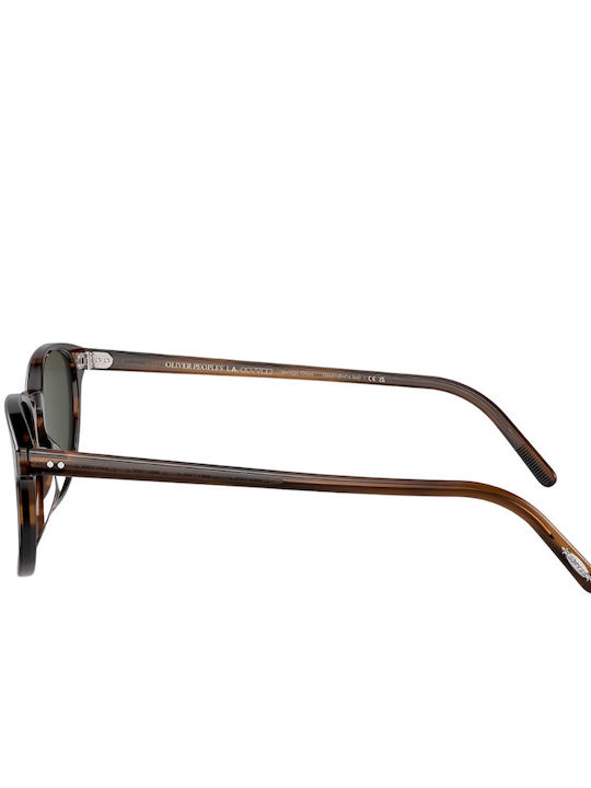 Oliver Peoples Fairmont Herren Sonnenbrille mit Braun Kunststoff Gestell und Grün Polarisiert Linse