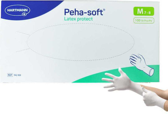 Hartmann Peha-soft Latex Examination Gloves Powder Free White 100pcs