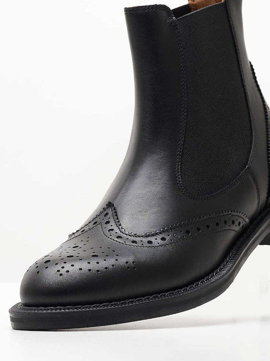 Leder Damen Chelsea Stiefeletten Schwarz