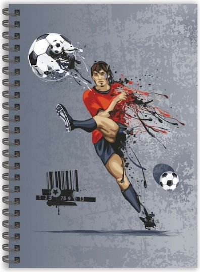 Ekdoseis Aigaio Spiral Notebook Ruled B5 3 Subjects Football 1pcs (Μiscellaneous Designs/Colors)
