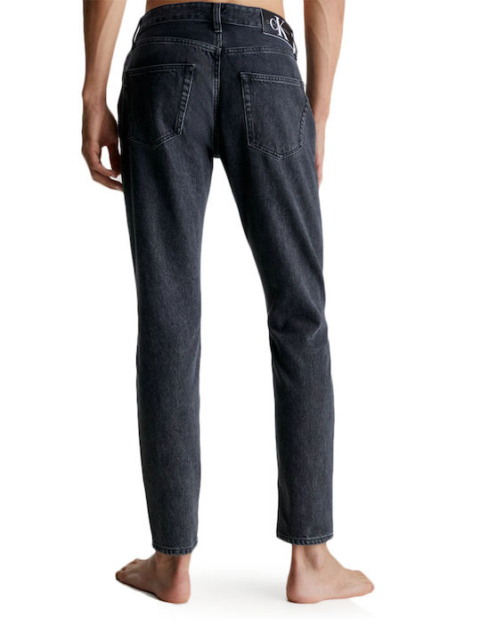 Ανδρικό Παντελόνι Τζιν Cropped με Regular Straight Εφαρμογή Denim Black