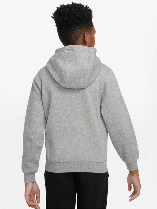 Nike Fleece Παιδικό Φούτερ με Κουκούλα Γκρι Sportswear Club