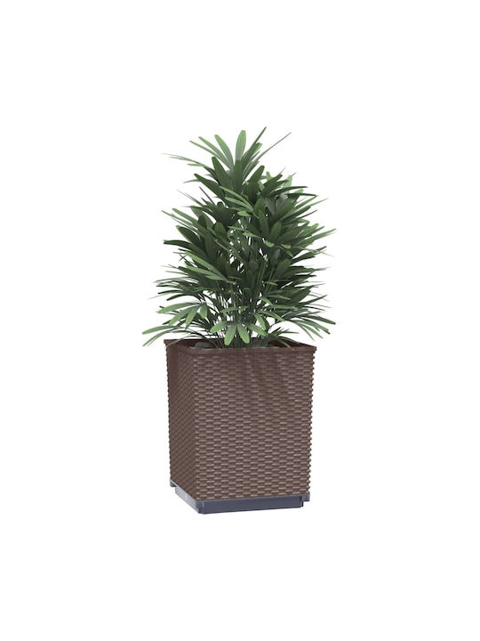 vidaXL Set of 4 Plastic Brown Planter Boxes 30cm