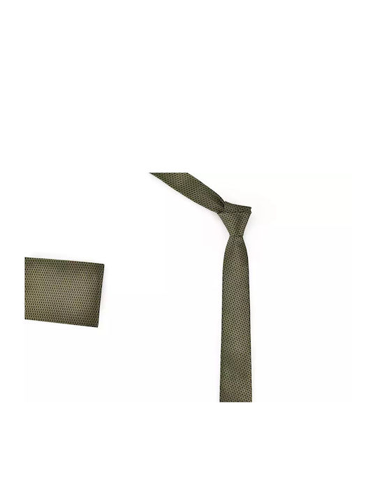 Messaggero Herren Krawatten Set Monochrom in Grün Farbe