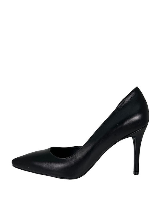 ExclusiveShoes Leather Pointed Toe Black Heels