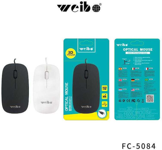 Weibo FC-5084 Wired Ergonomic Mouse White