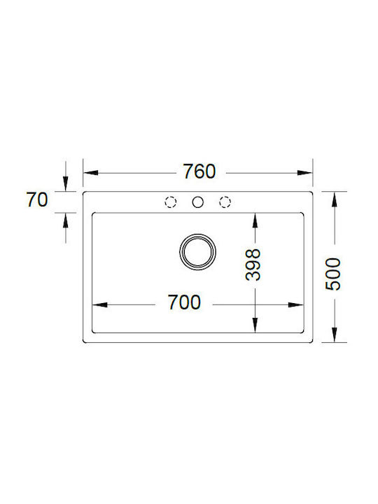 Duralit KZ075 KZ075-450 Drop-In Chiuvetă din Granit Sintetic L76xW50cm Concrete
