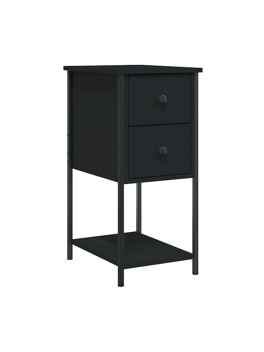 Wooden Bedside Table Black 32x42x70cm