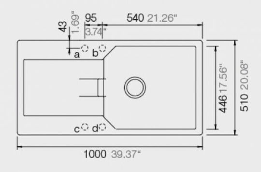 Schock Cristalite Manhattan 110-30100-1521 Drop-In Мивка от Синтетичен Гранит Ш100xД50см Moonstone