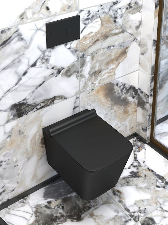 Excel Wandhängende Toilette Randlos Mattschwarz