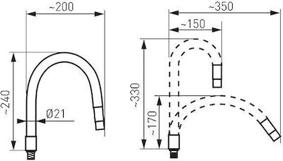 Ferro W100B-B Replacement Kitchen Faucet Pipe Black