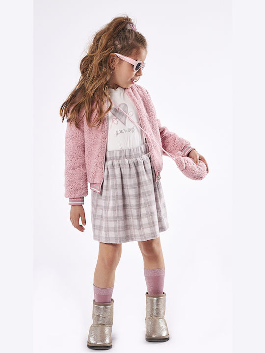 Εβίτα Kids Set with Skirt Winter 3pcs Pink