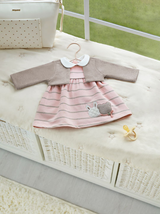 Mayoral Kids Dress Set with Coat Pink