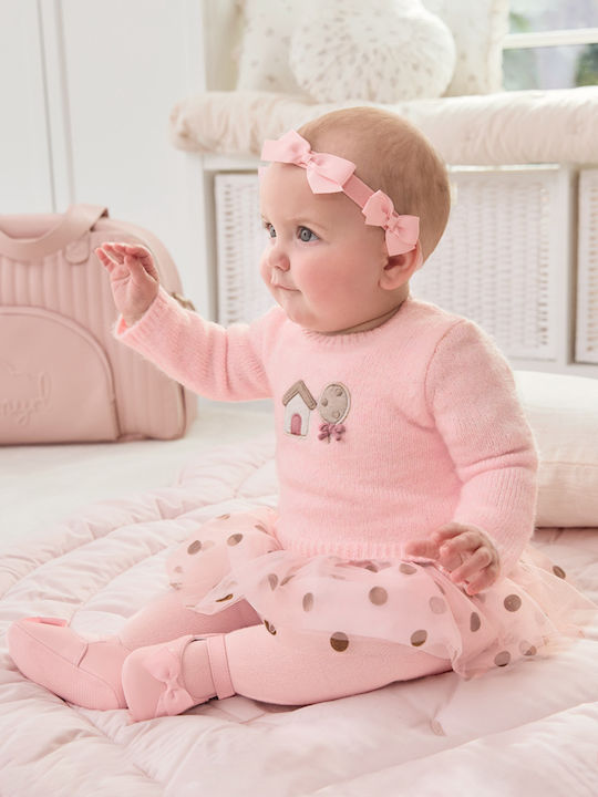 Mädchenkleid Langärmelig Tüll Set aus 2 mit Mantel Rosa