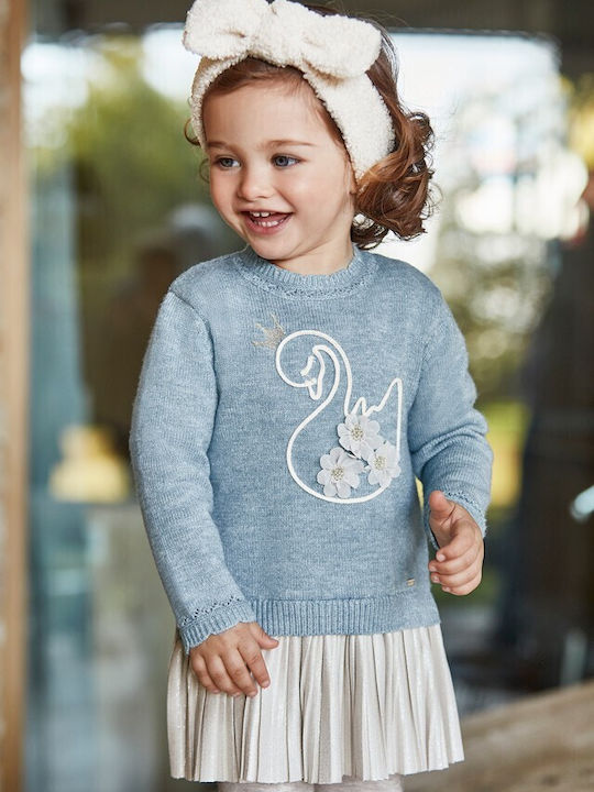 Mayoral Kids Dress Long Sleeve Light Blue