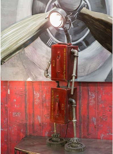 Robot Floor Lamp H119xW40cm. with Socket for Bulb E27 Red