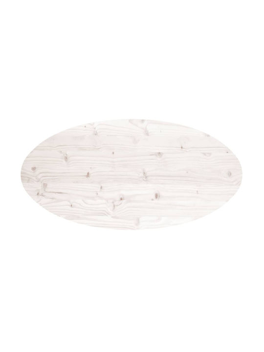 vidaXL Oval Table Surface made of Solid Wood in White Color 100x50x2.5cm 824331 1pcs