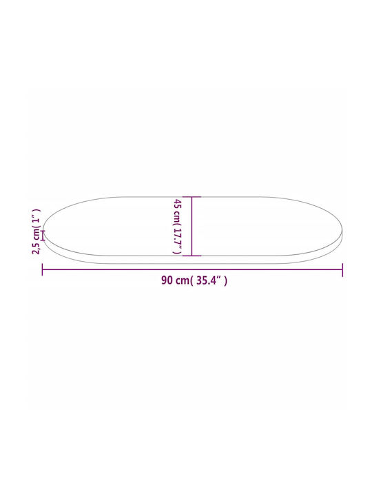 vidaXL Oval Table Surface made of Solid Wood 90x45x2.5cm 824355 1pcs