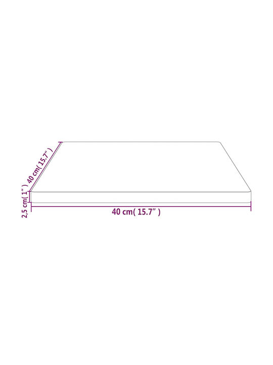 vidaXL Square Table Surface made of Solid Wood in White Color 40x40x2.5cm 824371 1pcs