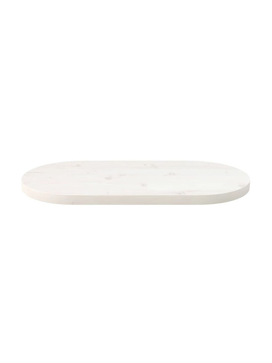 vidaXL Oval Table Surface made of Solid Wood in White Color 80x40x2.5cm 824351 1pcs