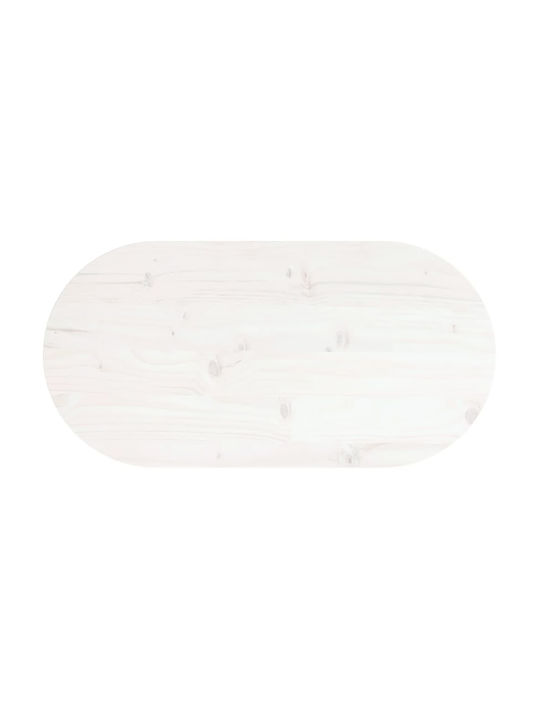 vidaXL Oval Table Surface made of Solid Wood in White Color 80x40x2.5cm 824351 1pcs