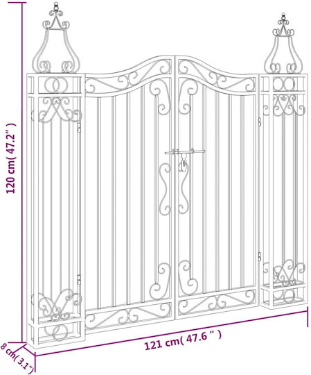vidaXL Metal Fence Gate in Black Color 1.21x1.2m
