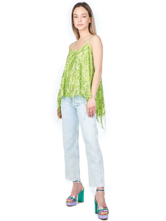 Women's Summer Blouse with Straps Green