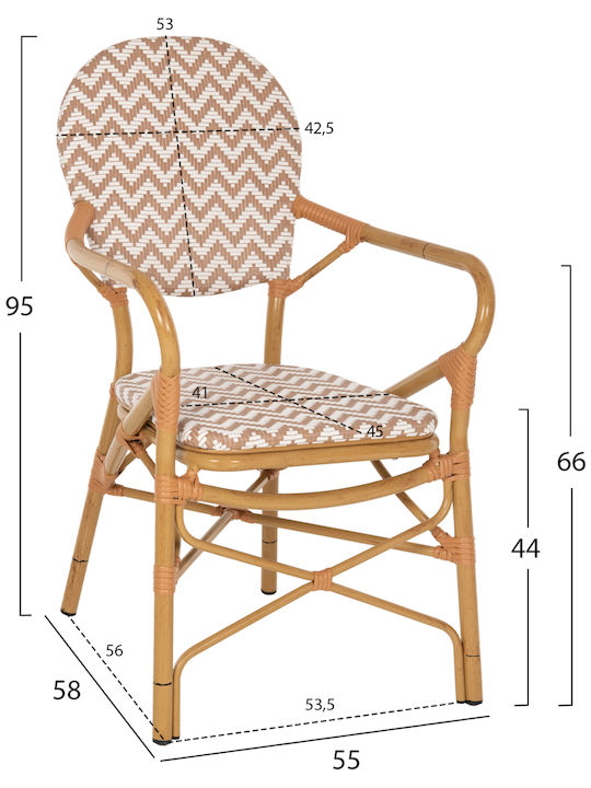 Gartenstühle Aluminium Bamboo Look Braun 55x58x95cm