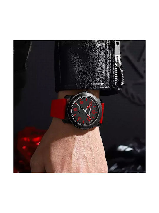 Curren Watch Battery with Red Rubber Strap