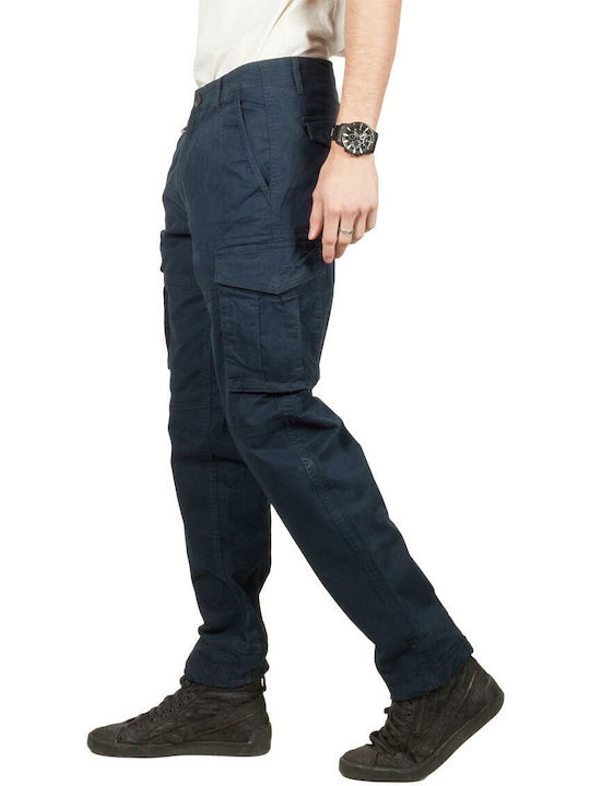 Gnious Men's Trousers Cargo Elastic in Loose Fit Navy Blue