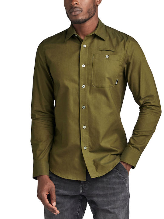 G-Star Raw Men's Shirt Long Sleeve Cotton Khaki