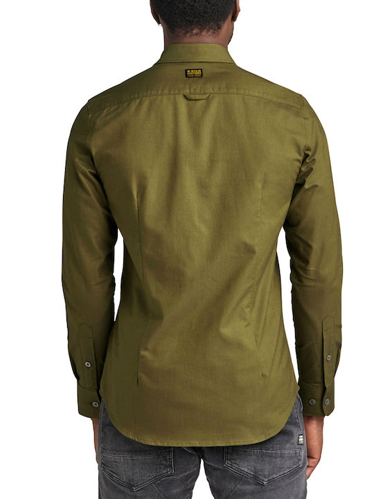 Langärmlig Baumwolle Hemd Khaki