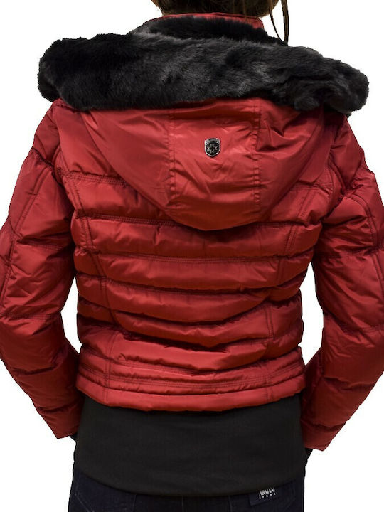 Wellensteyn Women's Short Puffer Jacket for Winter with Hood Red