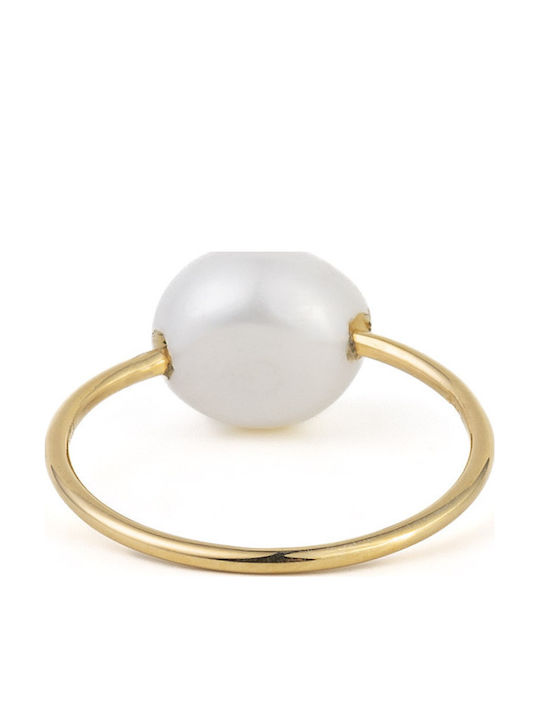 George Art Jewels Ring with Pearls & Zircon made of Silver Gold Plated