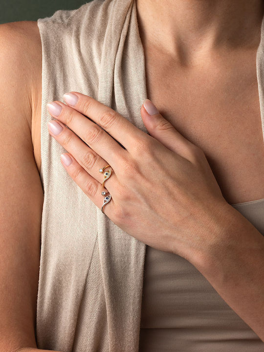 George Art Jewels Γυναικείο Δαχτυλίδι με Ζιργκόν από Ασήμι Επιχρυσωμένο