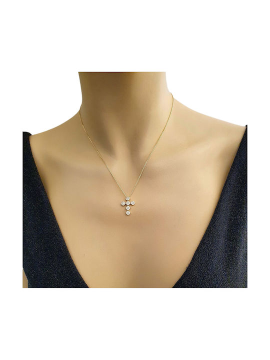 Papadopoulos Gold Damen Gold Kreuz 14K mit Kette