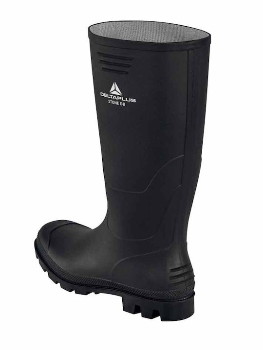 Delta Plus Stone OB SRA Non-Slip Work Wellies Knee Black