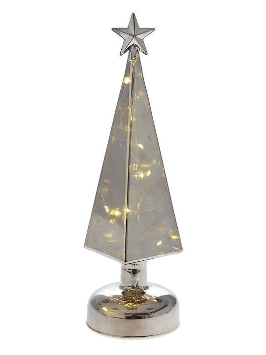 Iliadis Christmas Decorative Illuminated Glass Tree Cone 9cm Silver