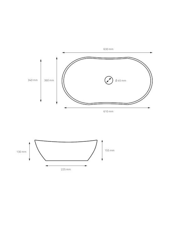 ML-Design Countertop Sink Ceramic 63x36x15.5cm Black
