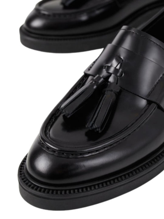ALEX W Leder Damen Loafers in Schwarz Farbe