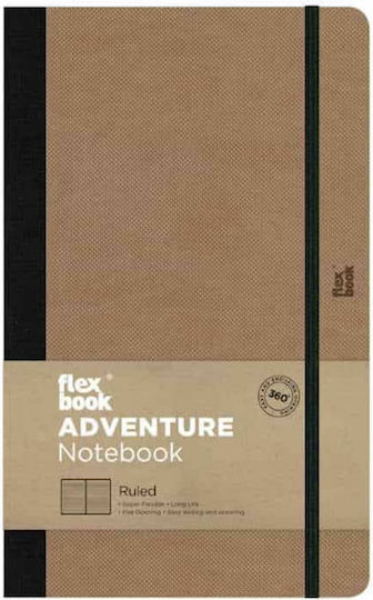 The Writing Fields Adventure Σημειωματάριο A6 96 Φύλλων Ριγέ με Λάστιχο Καφέ