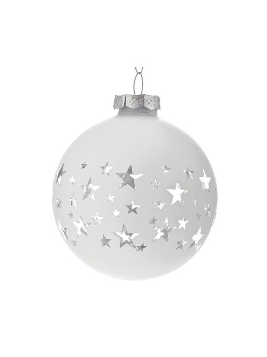 Iliadis Christmas Glass Ball Ornament White