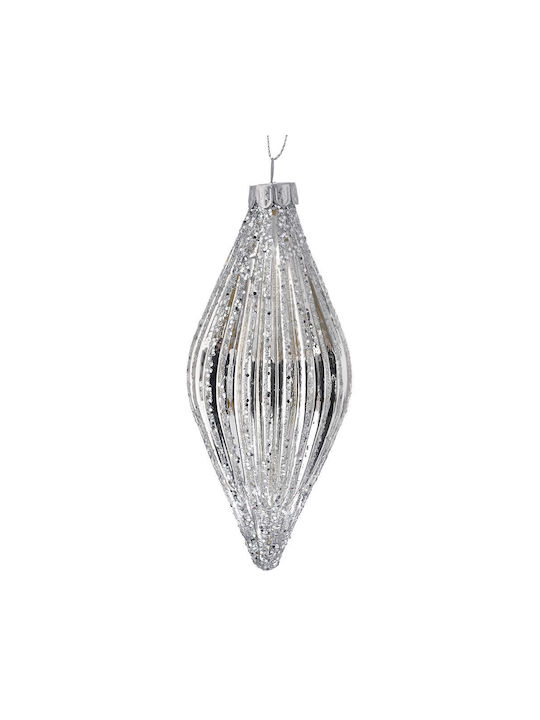 Iliadis Christmas Glass Stalactite Ornament Silver 13x6cm